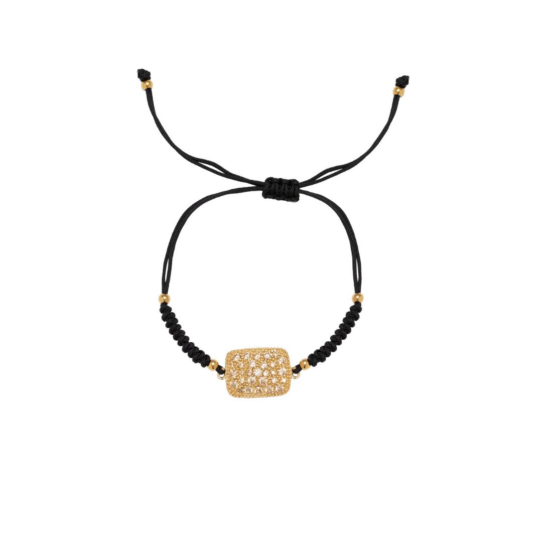 Pulsera macramé circonitas oro