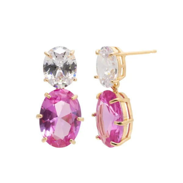 Pendientes Piedra Rosa y Blanco