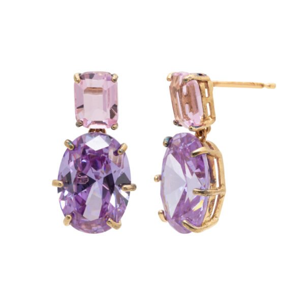 Pendientes Piedra Malva y Rosa