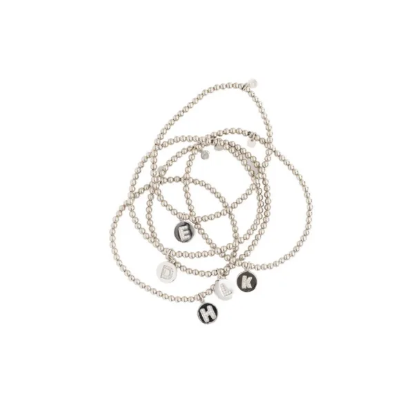Pulsera letra bolas plata