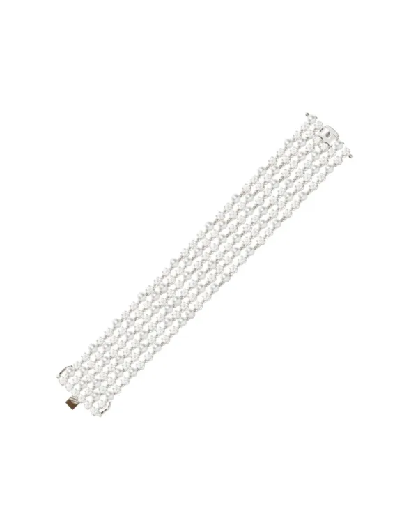 Pulsera ample perlas dini plata