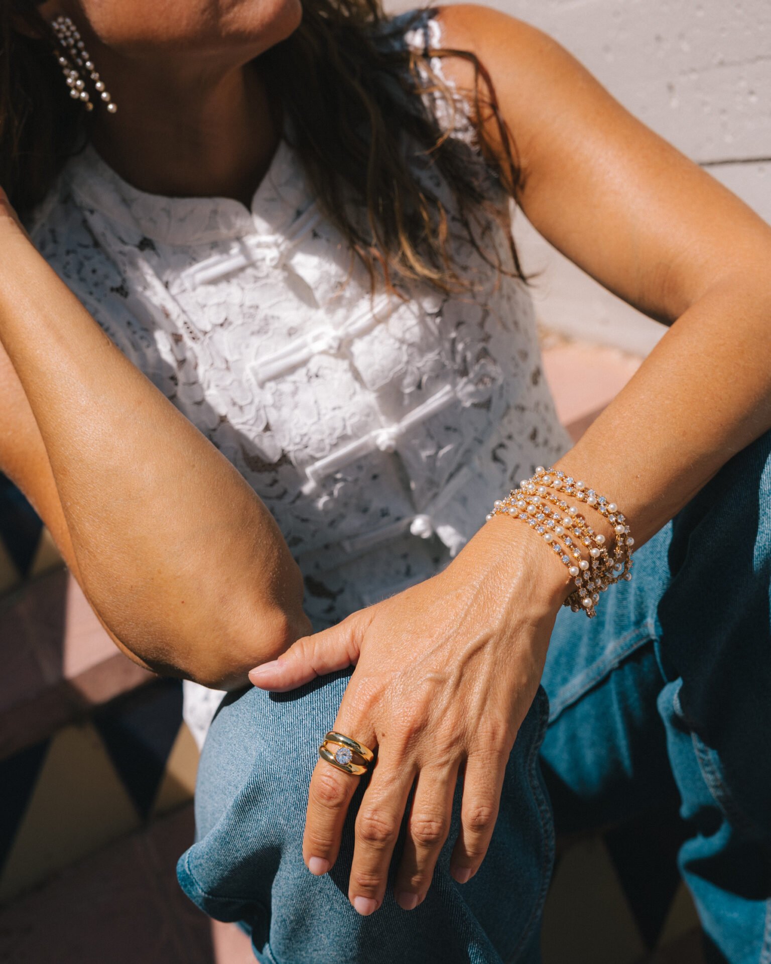 Pulsera vintage perlas oro - Imagen 3