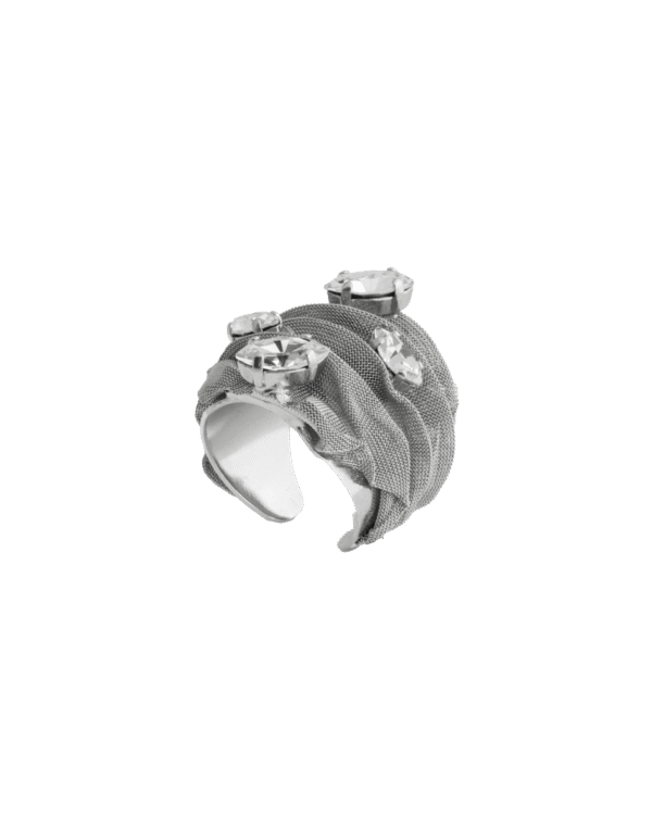 Anillo Malla Lágrimas plateado